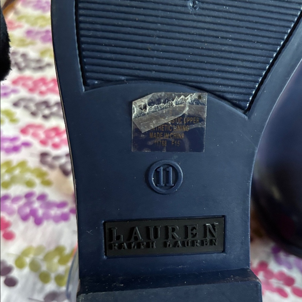 Ralph Lauren Navy Chelsea Rain Boots with Red Elastic - Picture 4 of 5